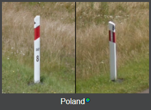 Screenshot of example Polish bollard on geohints.com